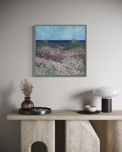 "Pacific Grove Beach" - Vivace dipinto contemporaneo di paesaggio marino stratificato sulla spiaggia di Sunny Beach