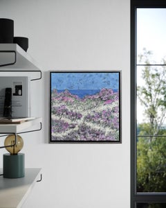 "Pacific Grove Coast" - Bright Sandy Beach Seascape with Purple and Green Flora