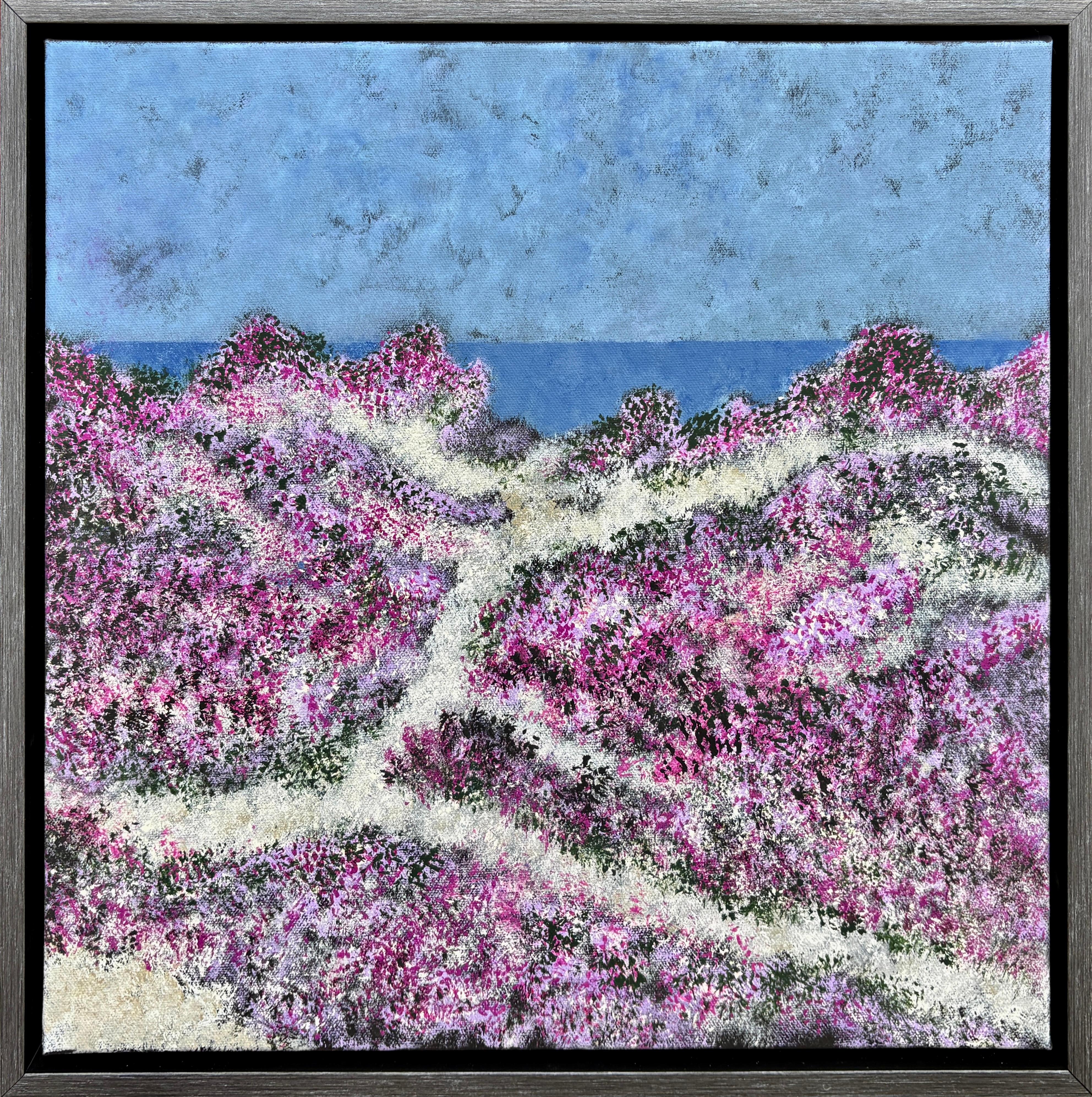 "Pacific Grove Coastline" - Tableau d'art contemporain vibrant représentant un paysage marin de plage océanique