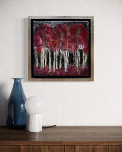 "Red Aspen I" - Modern Post-Impressionist Forest Scene Landscape Artwork