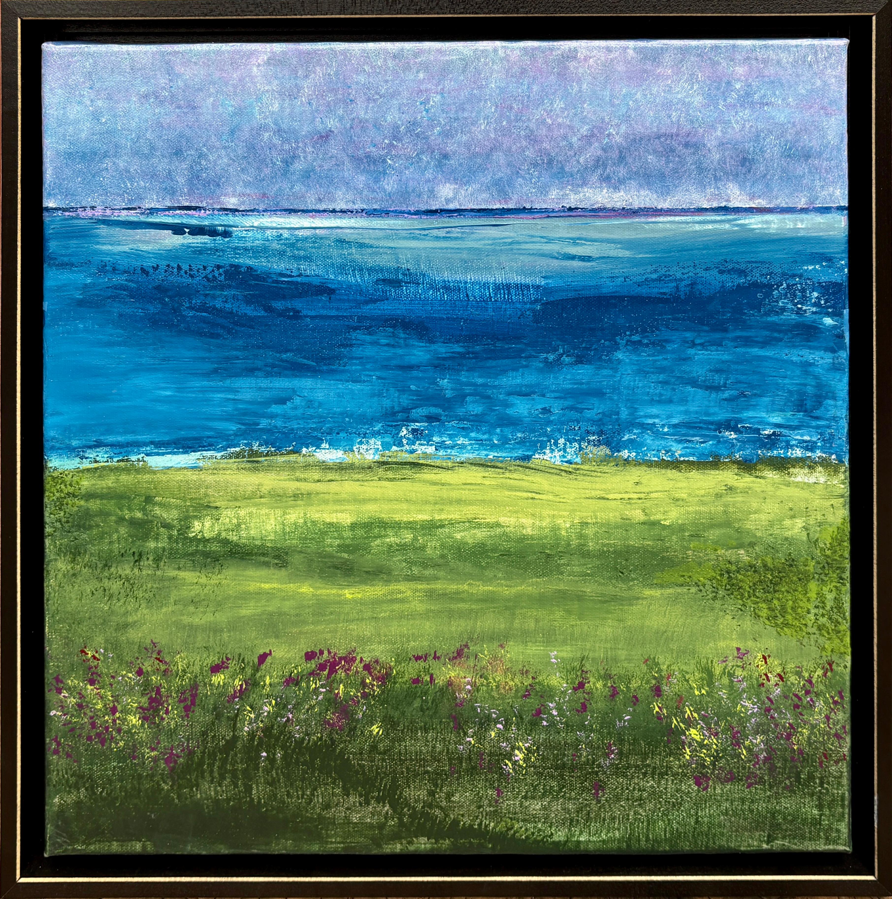 Landscape Painting Penny Whent - "Spanish Bay" - Peinture impressionniste moderne Ocean Seascape dans un cadre Oeuvre d'art