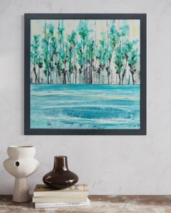 "Waters Edge" - Contemporary Post-Impressionist Seascape in Warm Blue Palette