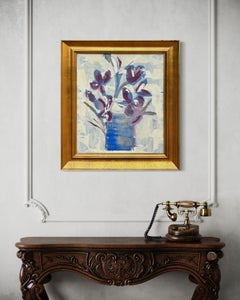 "Wild Iris" - Framed Contemporary Post Impressionist Style Still Life Artwork