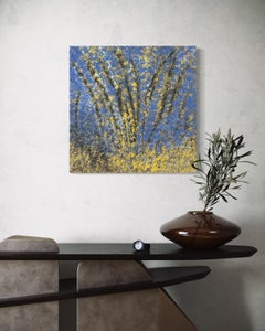 "Lupino selvatico" - Quadro floreale astratto in una tavolozza di blu e giallo brillante