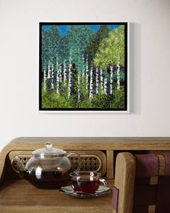 "Woodland III" - Modern Post Impressionist Vibrant Lush Green Forest Painting