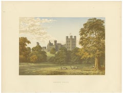 Penrhyn Castle, Caernarfonshire, Antique Morris Woodblock Print, circa 1870