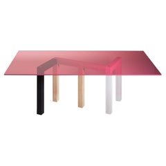 Penrose Dining Table Ash Legs 'Black Tainted, Natural and Bleached', Pink Glass