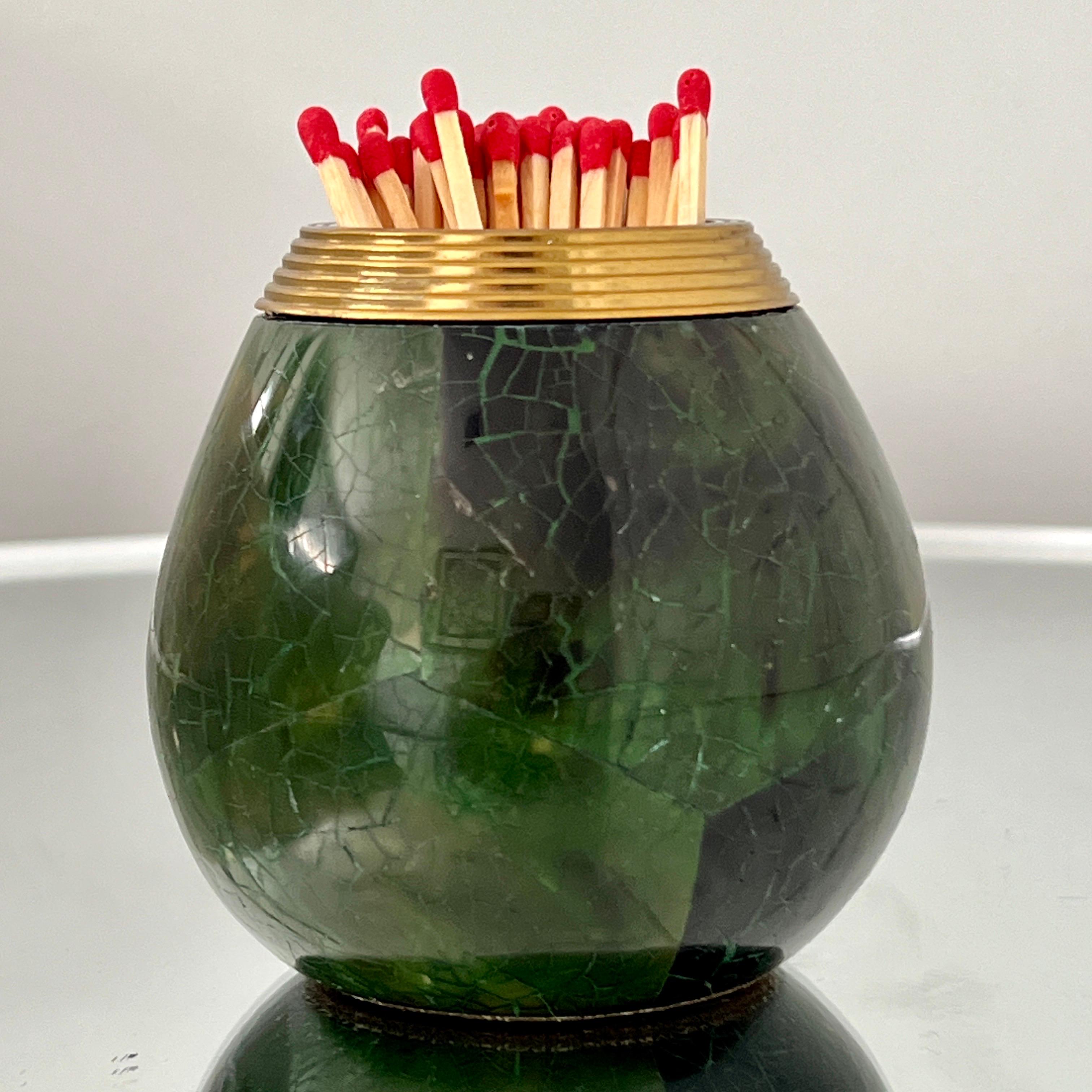 Organic Modern Penshell and Brass Matchstick Holder by Maitland Smith