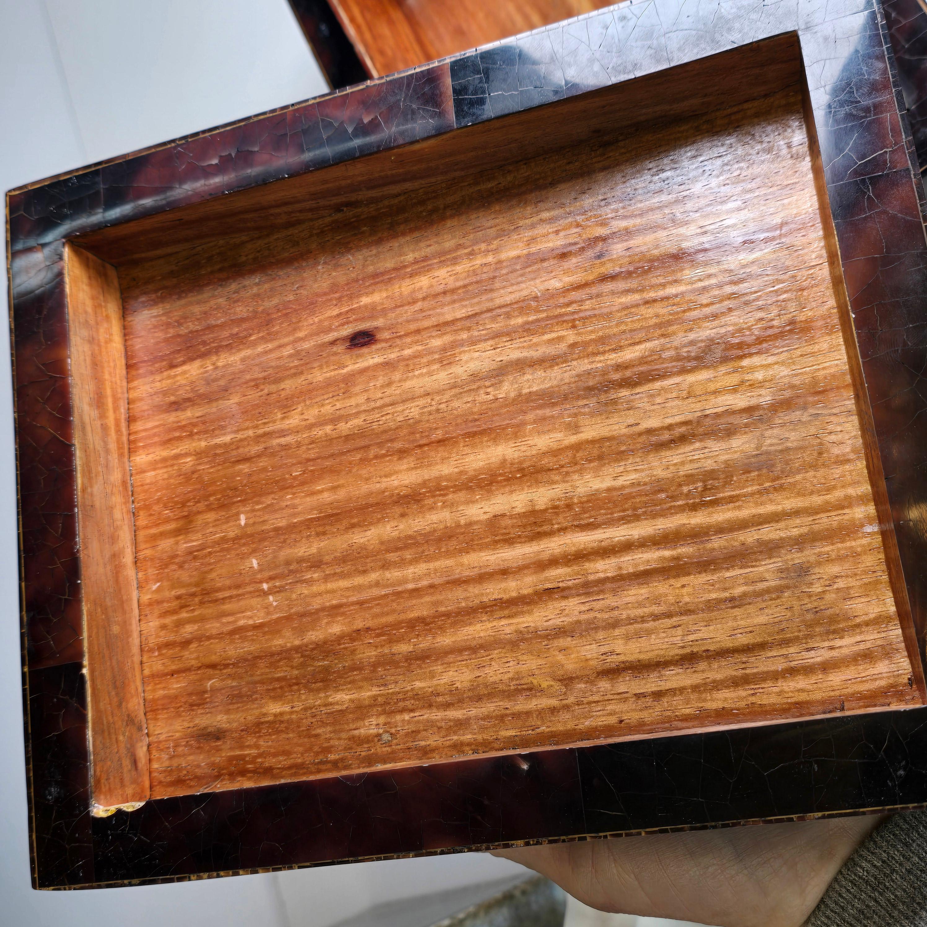 Caja de plumas y cuernos estilo Karl Springer Cuerno en venta