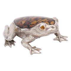 Vintage Penshell and Silvered Bronze Frog