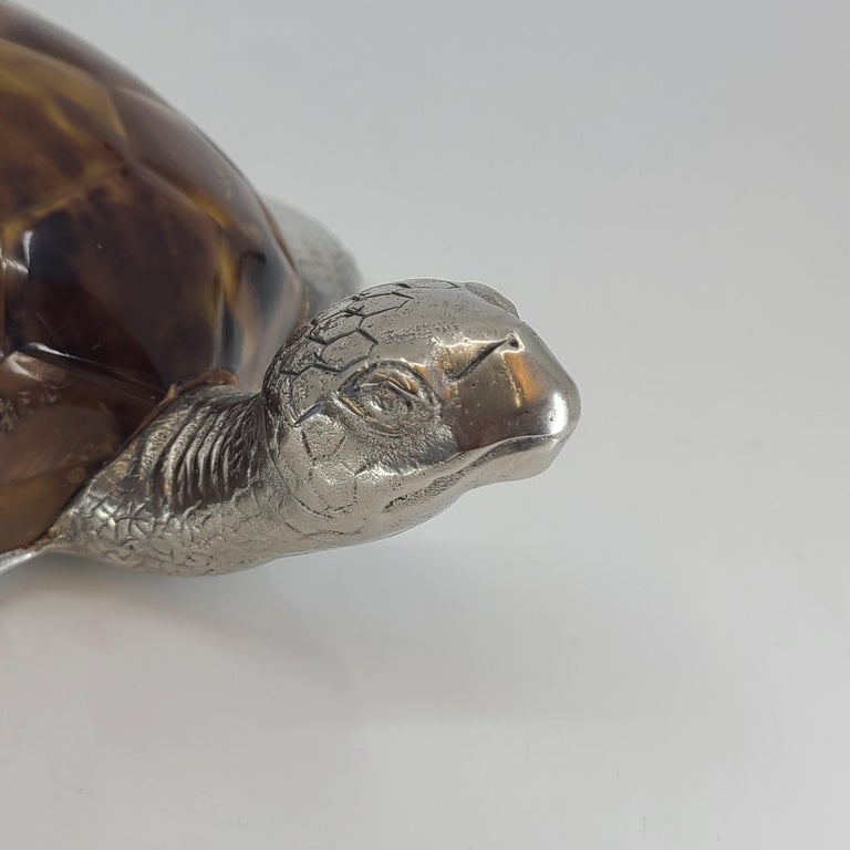 Penshell and Silvered Bronze Turtle Sculpture In Good Condition For Sale In Kilmarnock, VA