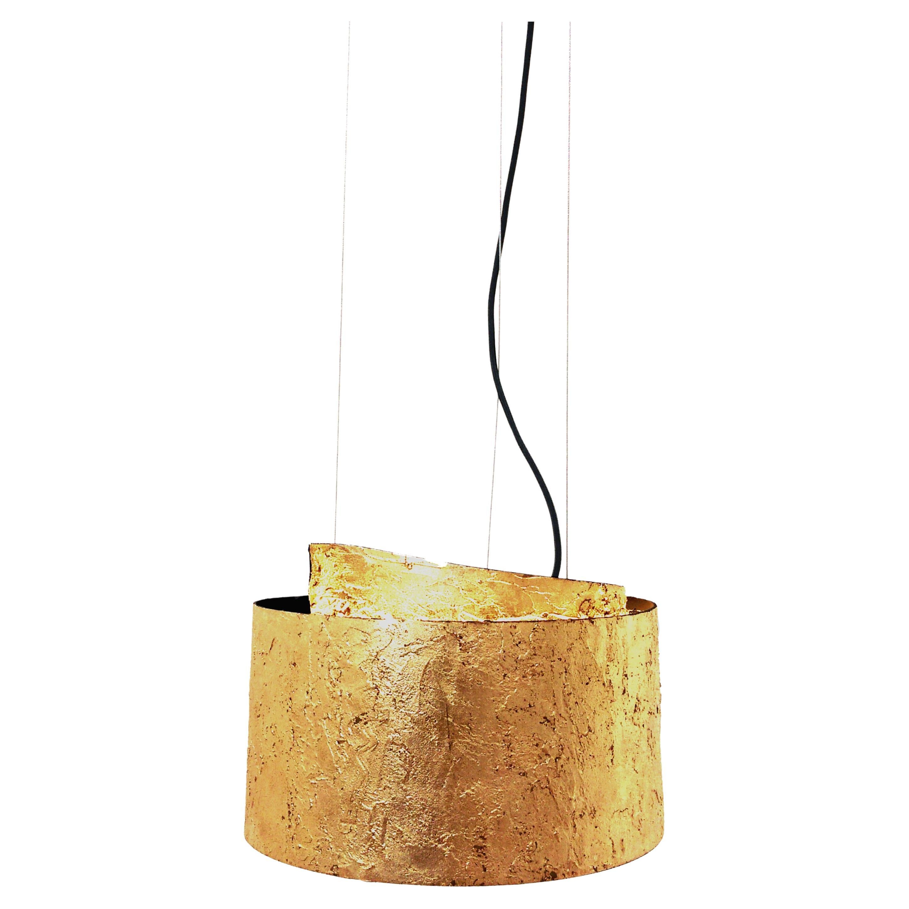 Golden Leaf Pensiero Hanging Lamp by Tommaso Cristofaro-Hand Made For Sale