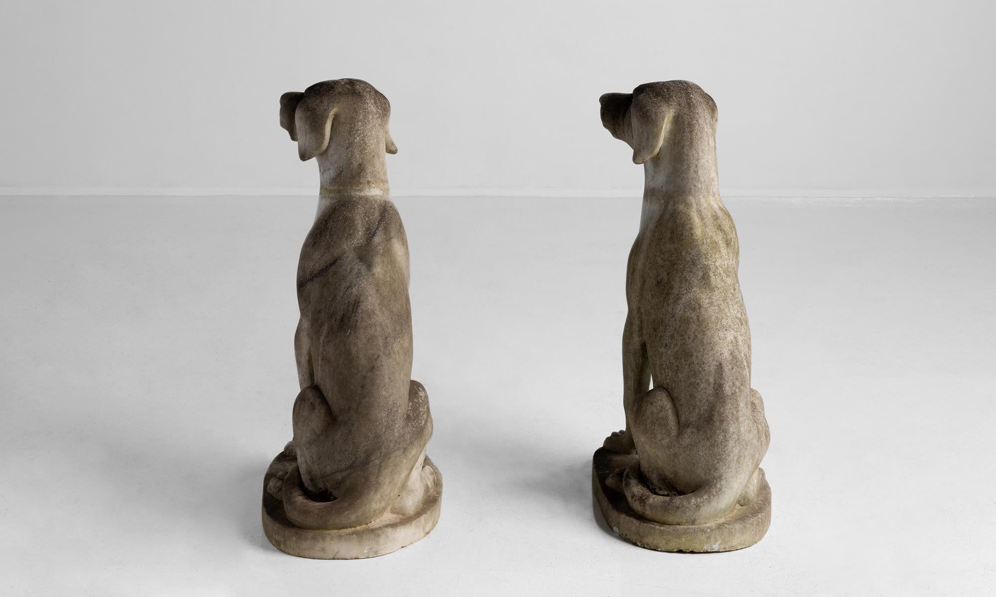 Pensive Dog Statues in Marble 1