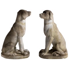 Pensive Dog Statues in Marble