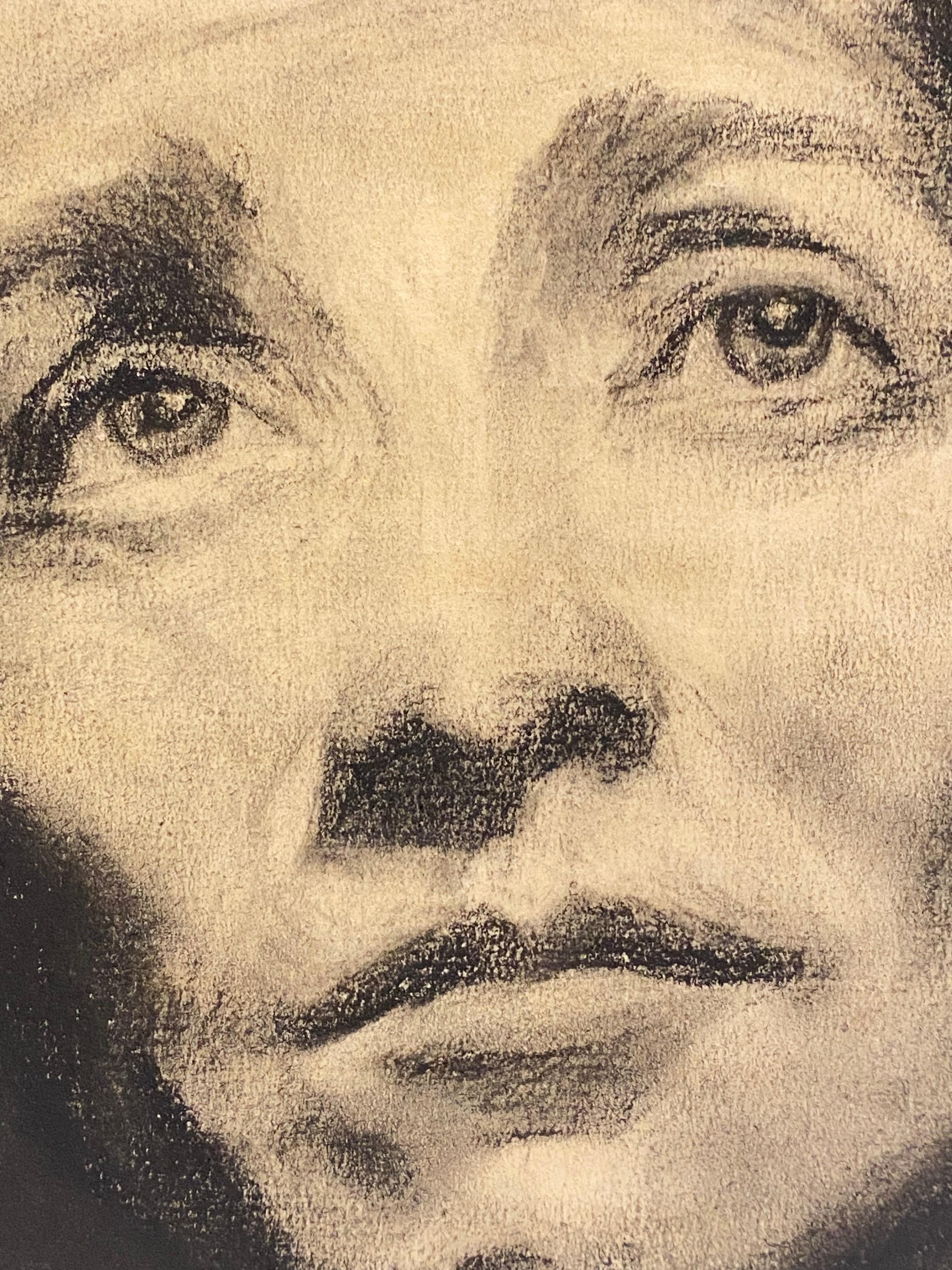 20th Century Pensive Female Charcoal on Paper Portrait Manner of Kollwitz