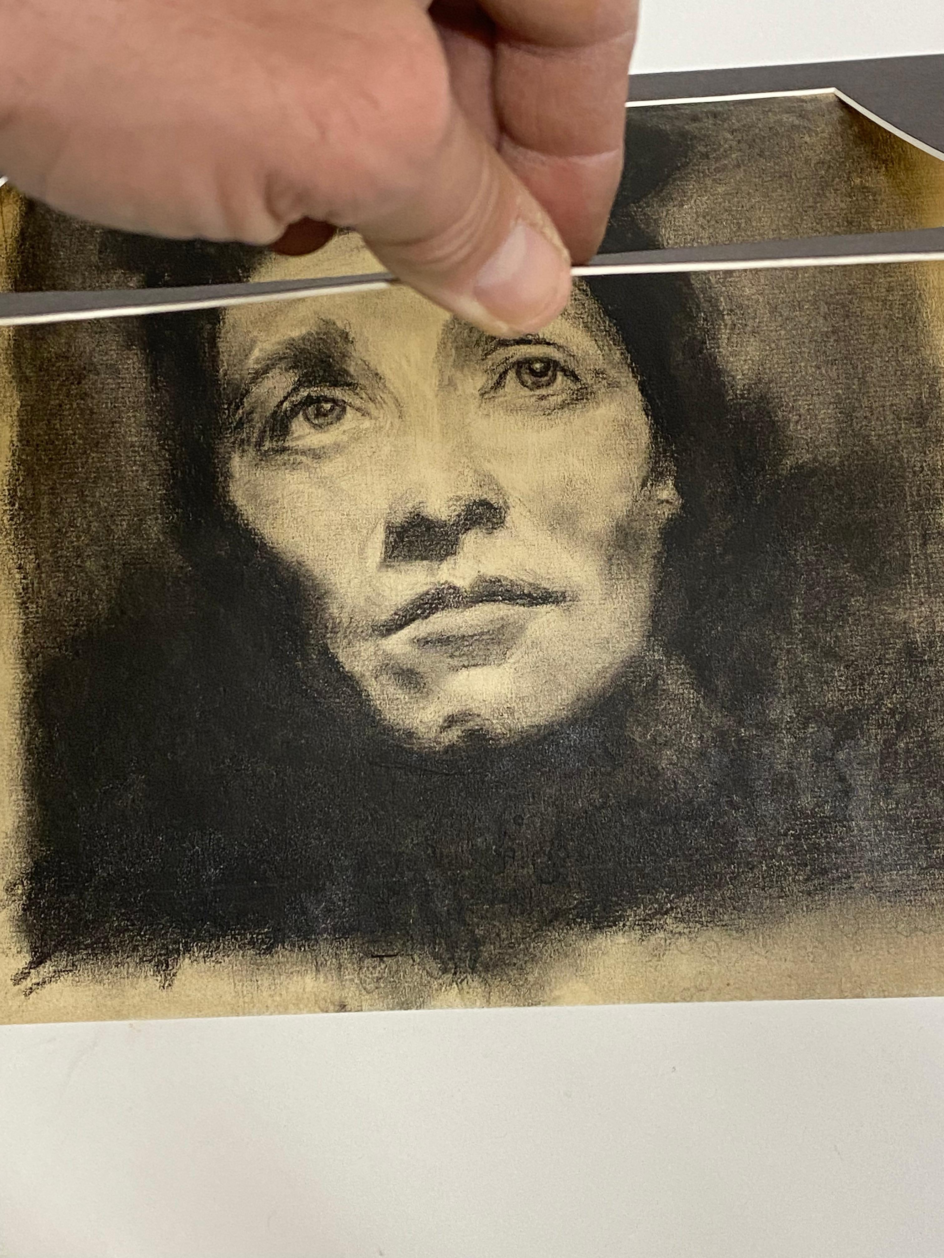 Pensive Female Charcoal on Paper Portrait Manner of Kollwitz 3