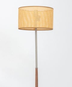 Penta Cherrywood and Woven Straw Floor Lamp
