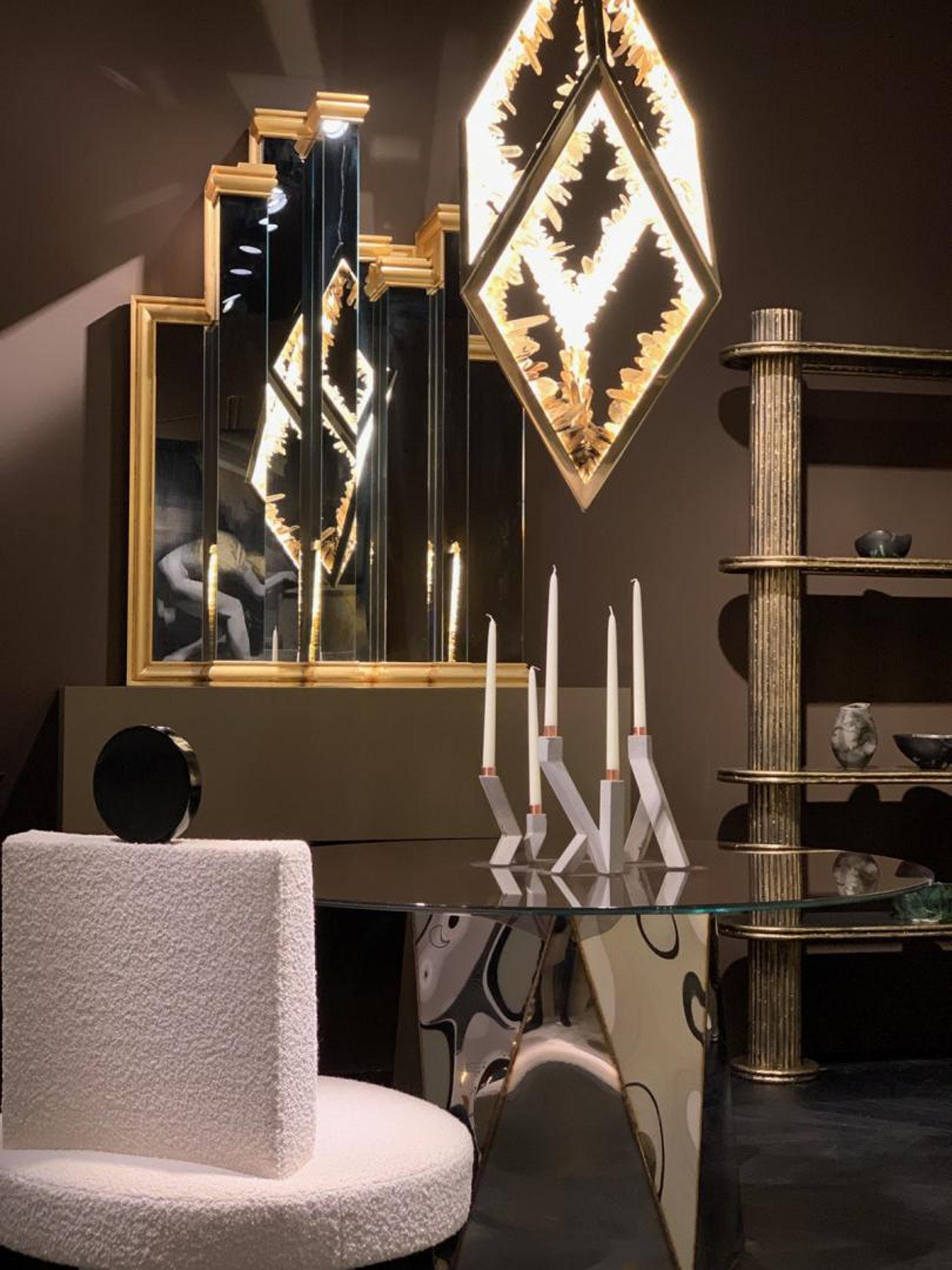 Base de mesa Penta de acero inoxidable soldado pulido espejo de Julian Mayor Pulido en venta