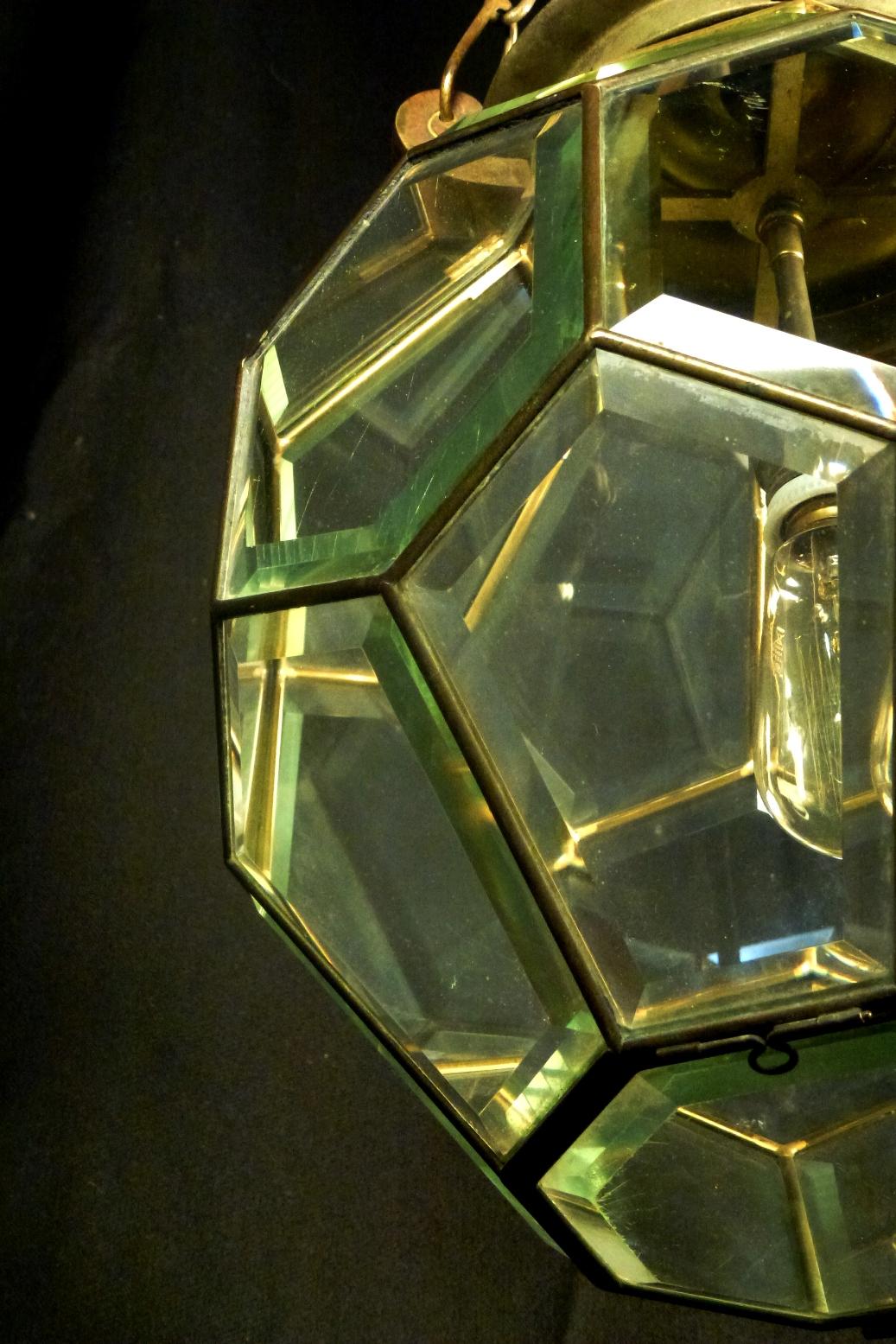 Pentagon Beveled Glass Geometric Ceiling Light in Adolf Loos Style, Early 1900s For Sale 8