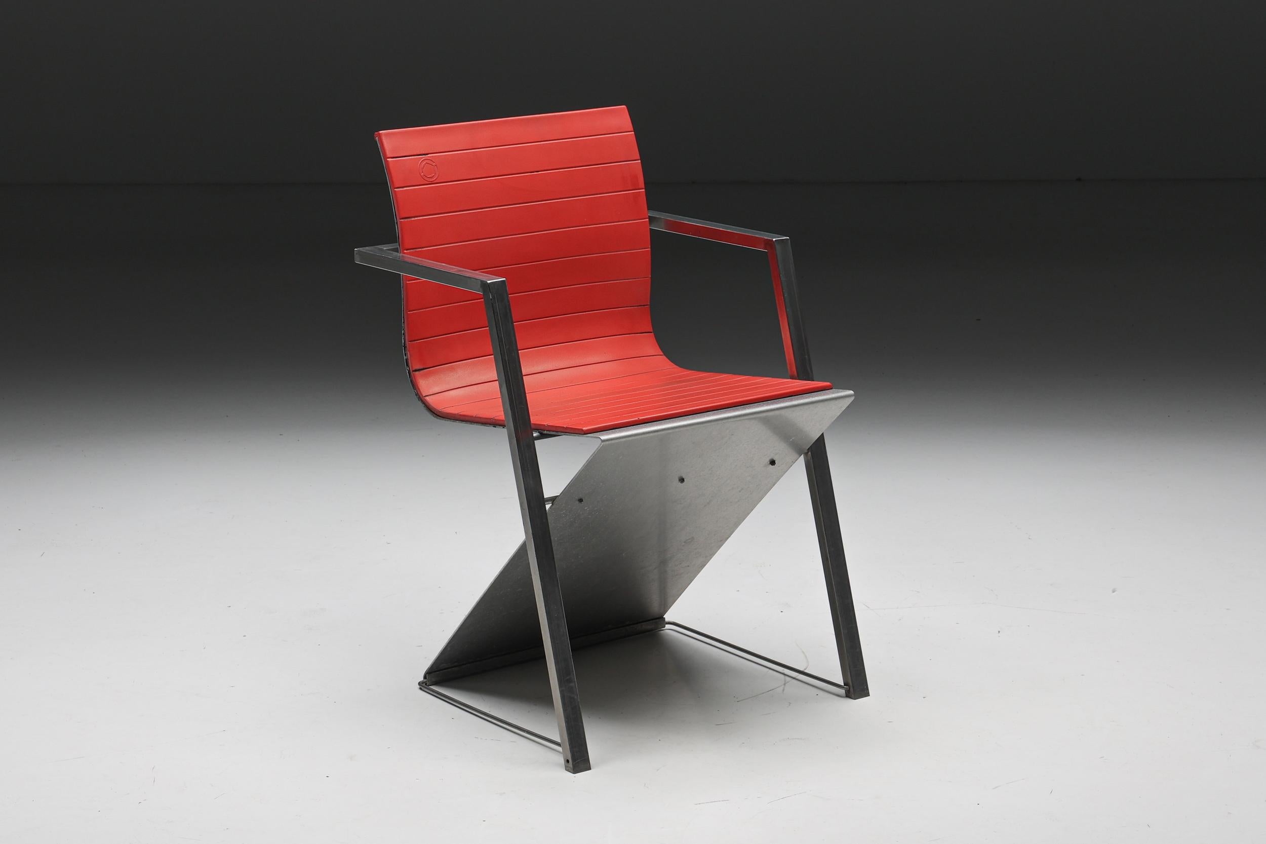 Late 20th Century Pentagon Group Casino Model ‘d8’ Red Chairs, Germany, 1987 For Sale