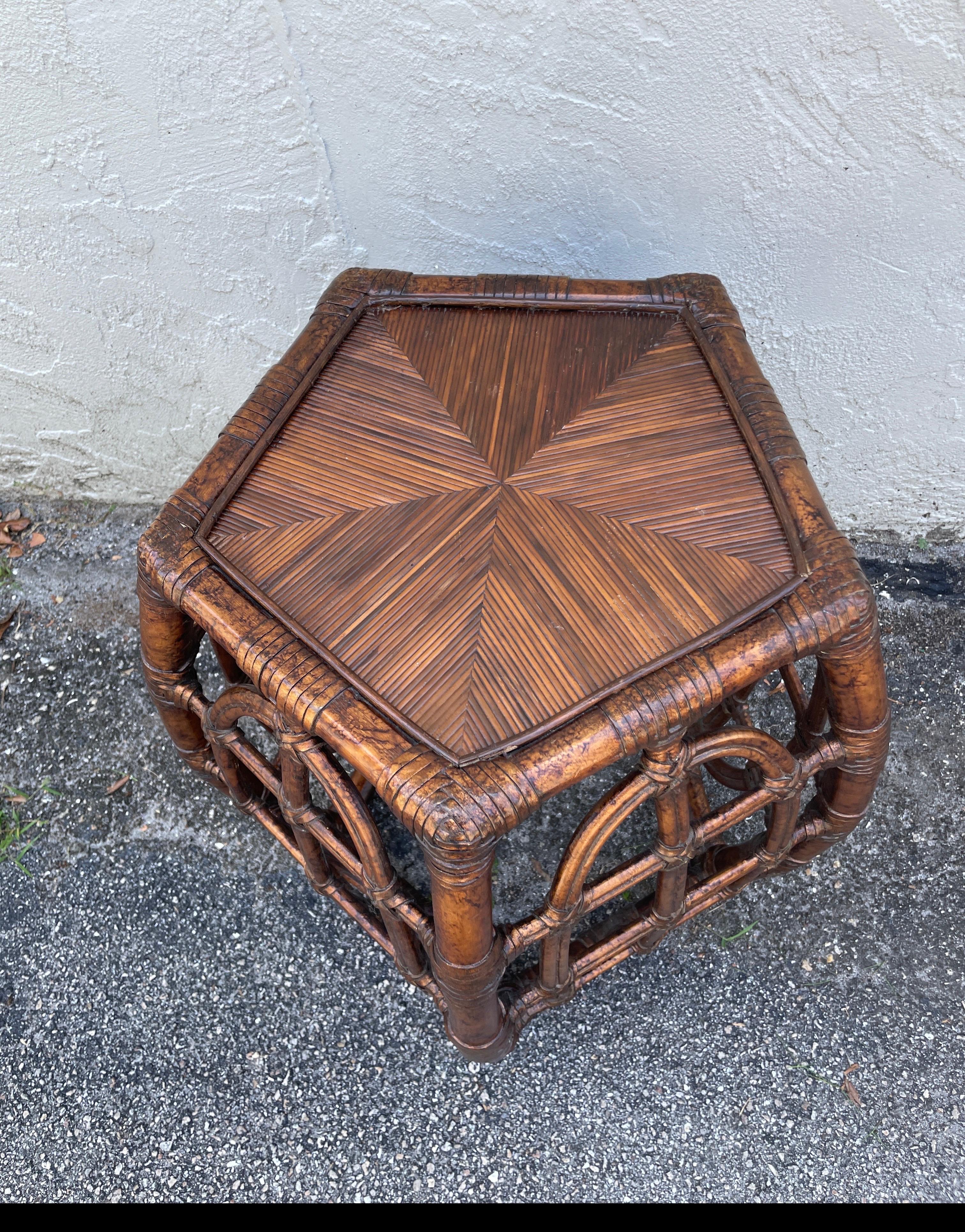 Pentagon Shaped Bamboo Side / Drinks Table For Sale 5