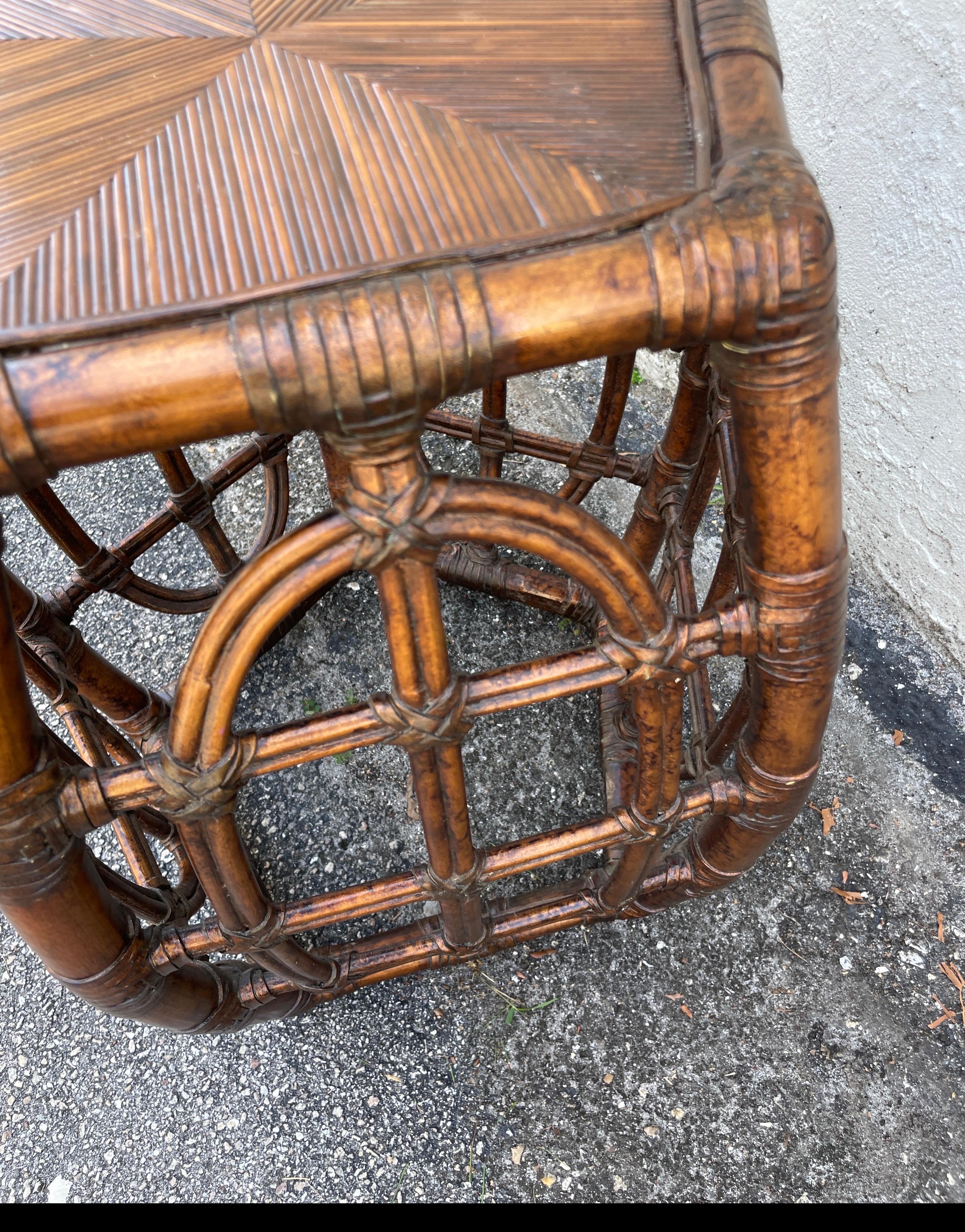 Pentagon Shaped Bamboo Side / Drinks Table In Good Condition For Sale In West Palm Beach, FL