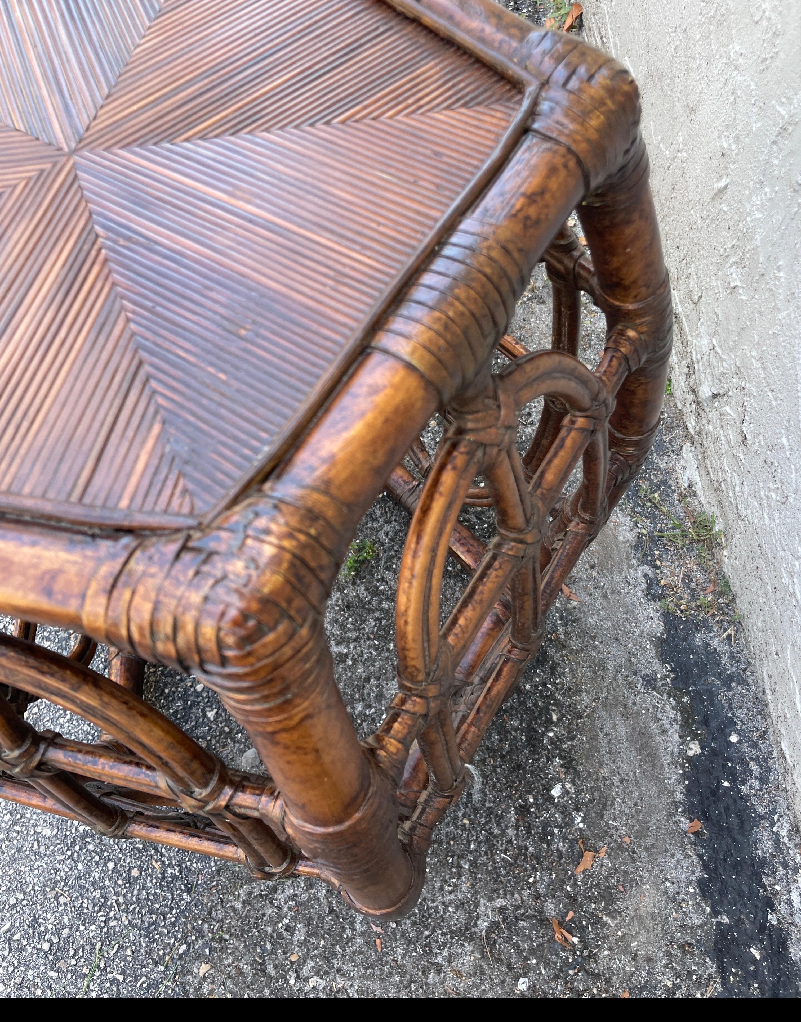 20th Century Pentagon Shaped Bamboo Side / Drinks Table For Sale