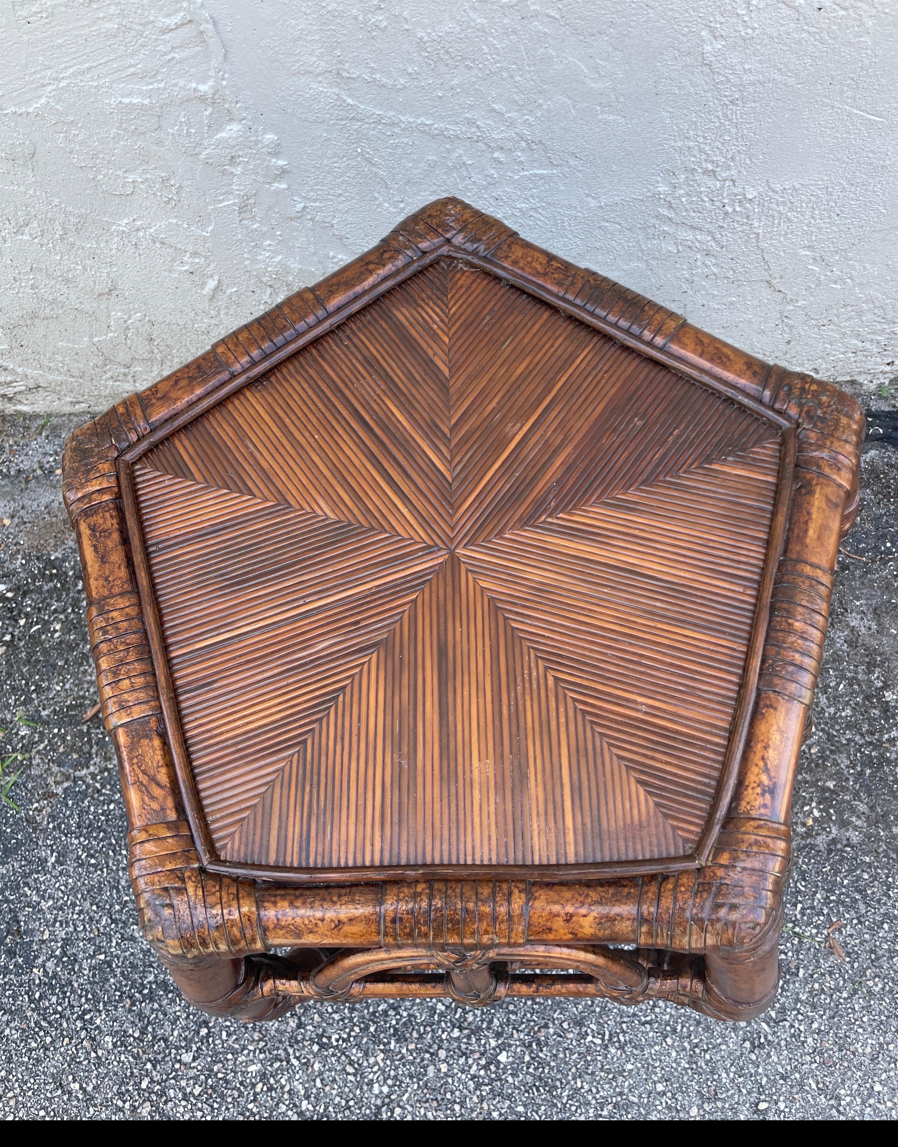 Pentagon Shaped Bamboo Side / Drinks Table For Sale 1
