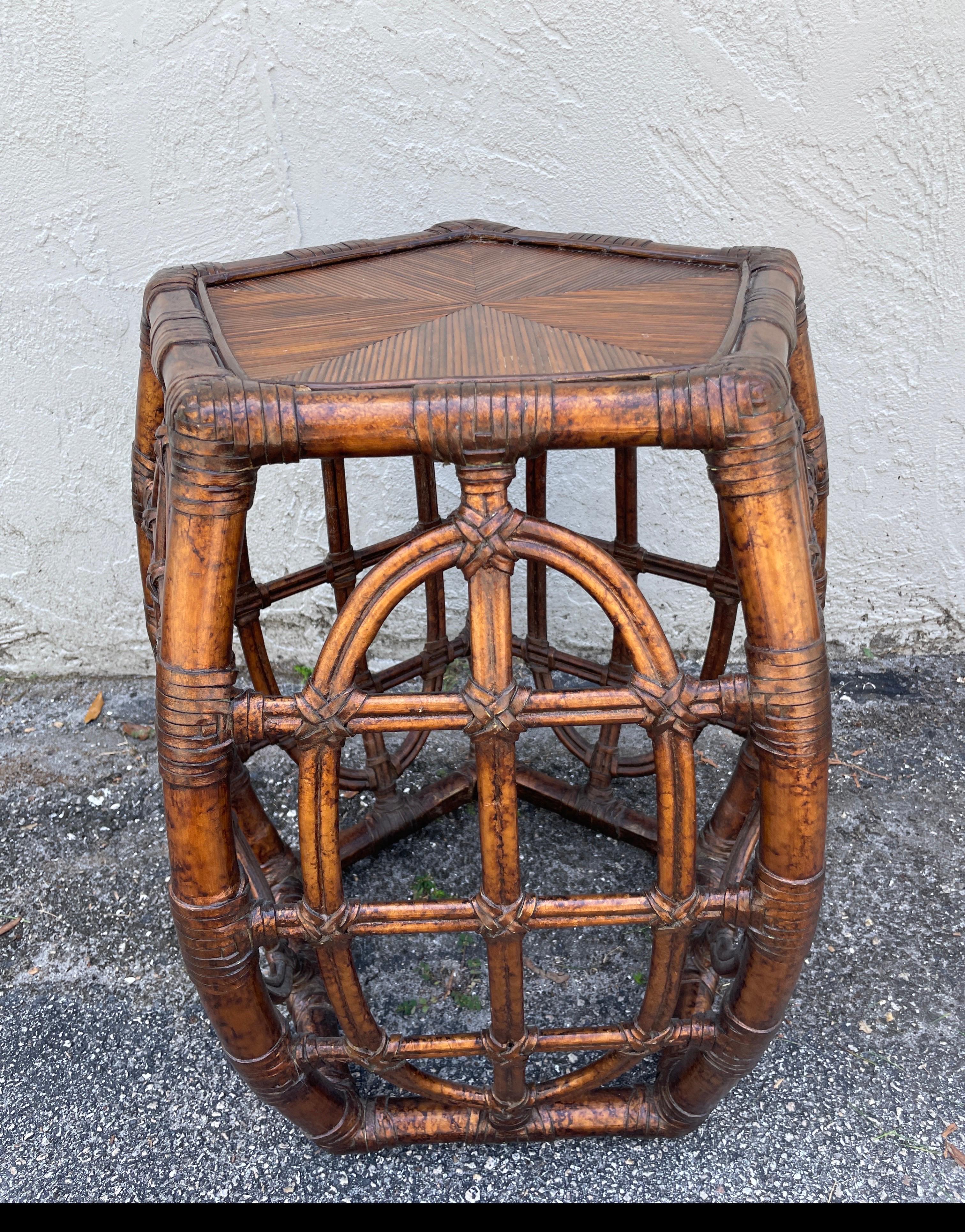 Pentagon Shaped Bamboo Side / Drinks Table For Sale 2