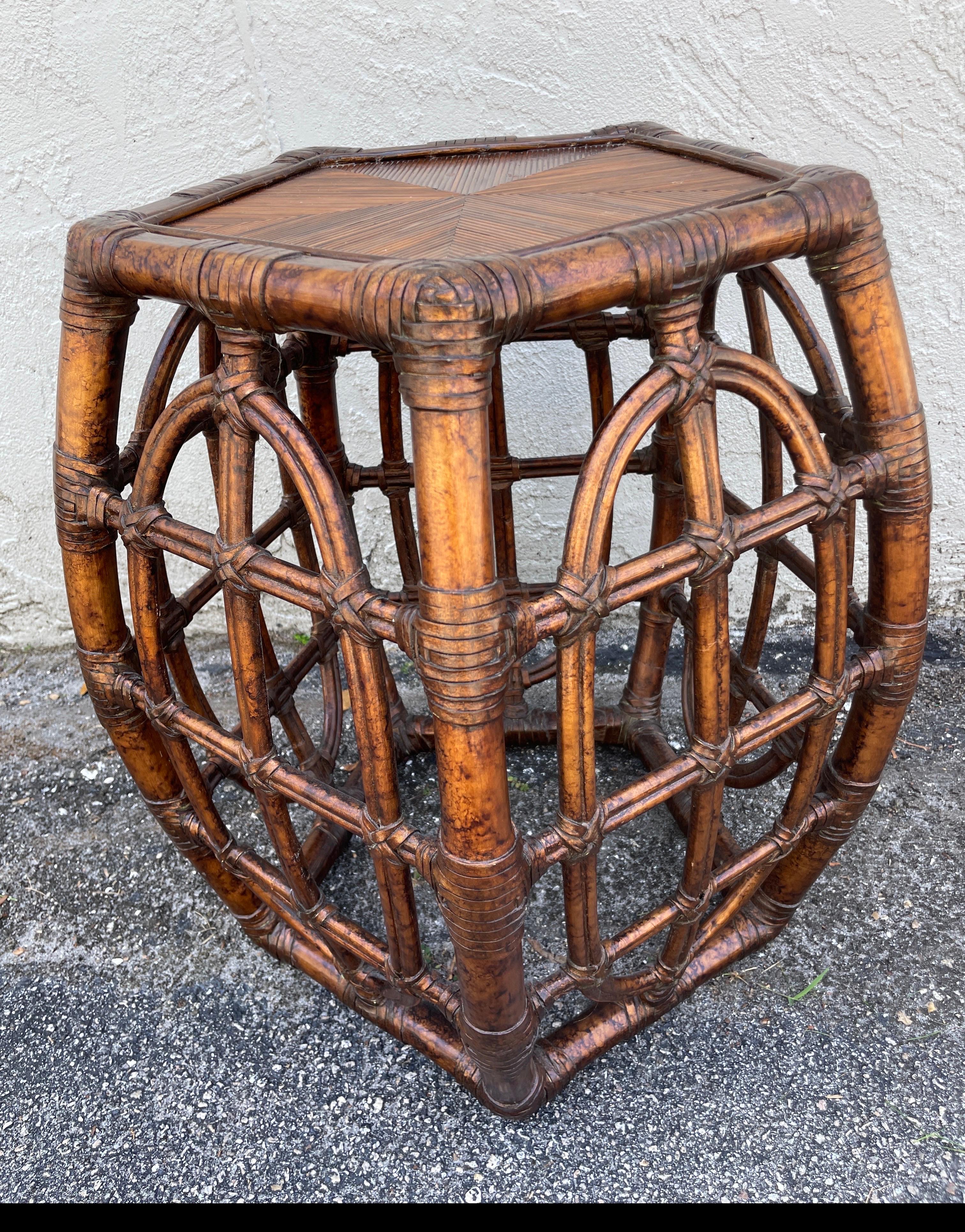 Pentagon Shaped Bamboo Side / Drinks Table For Sale 3