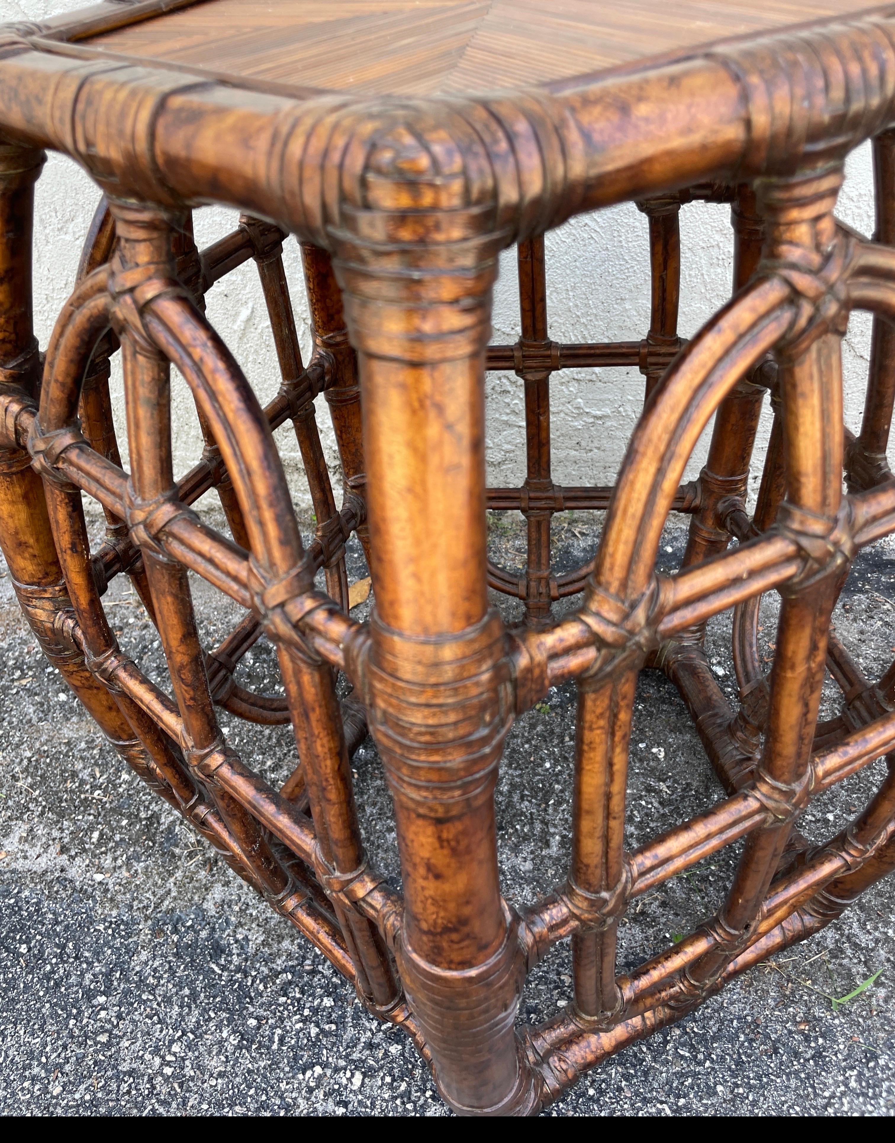 Pentagon Shaped Bamboo Side / Drinks Table For Sale 4