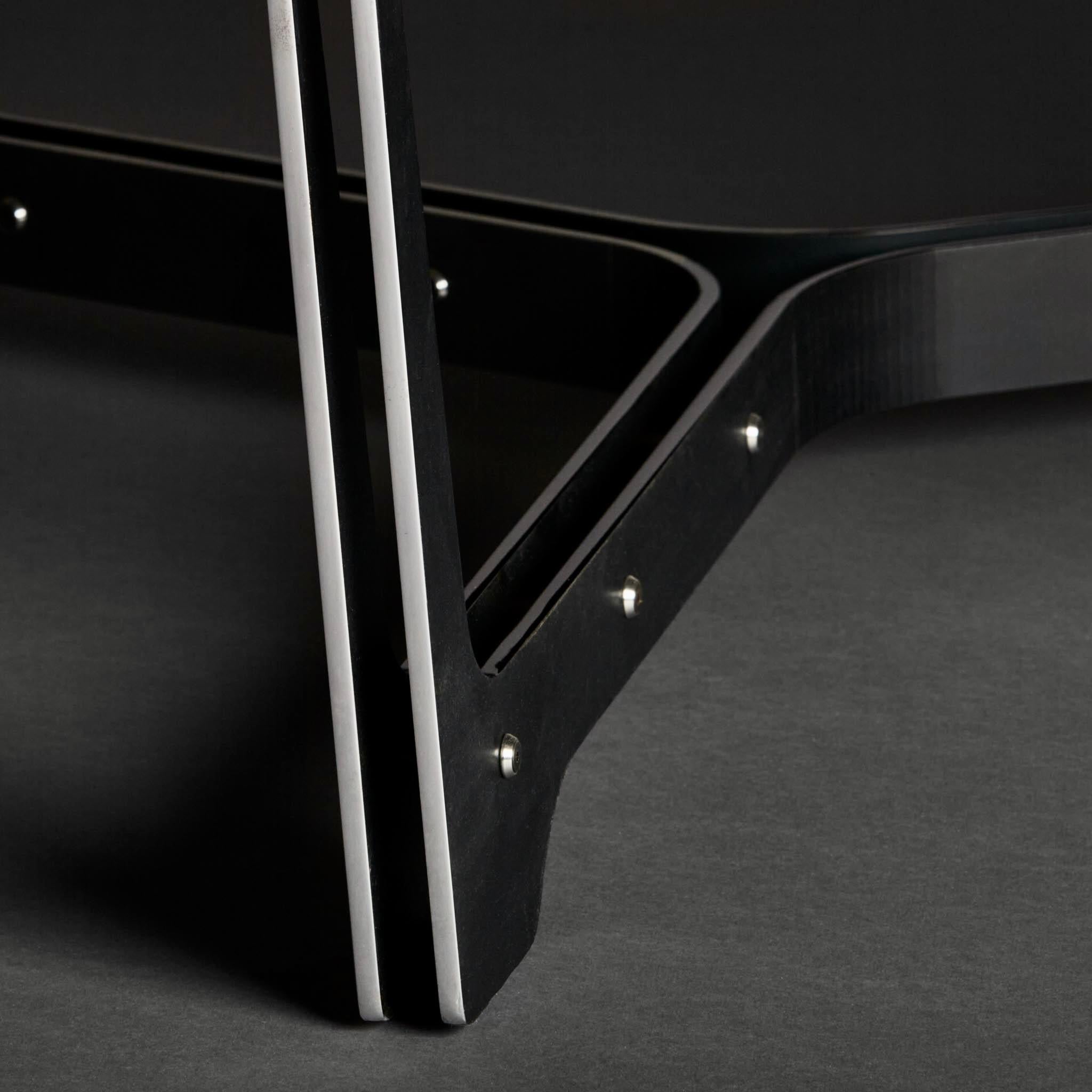 Pentagonal White Concrete w/Black Steel & Brass Details Coffee Table by Boulloud For Sale 3