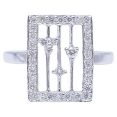 Pentagram-Ring aus Weißgold und Diamanten