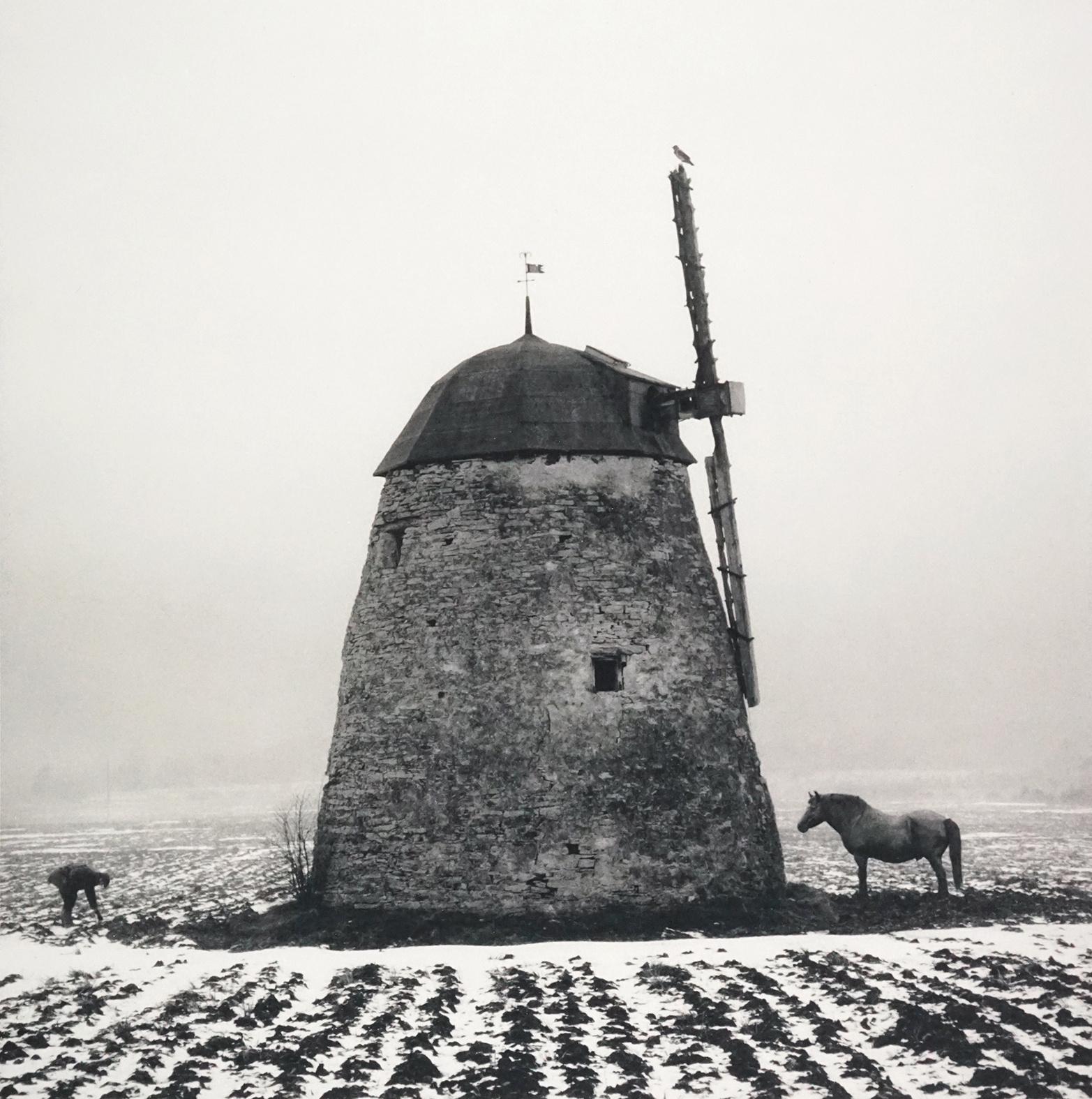 Pentti Sammallahti Black and White Photograph - Gotland, Sweden (Horse & Windmill), 1993/ Printed Later
