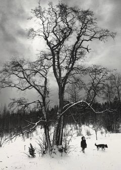 Finström, Finlande (Enfant avec chien dans la neige)