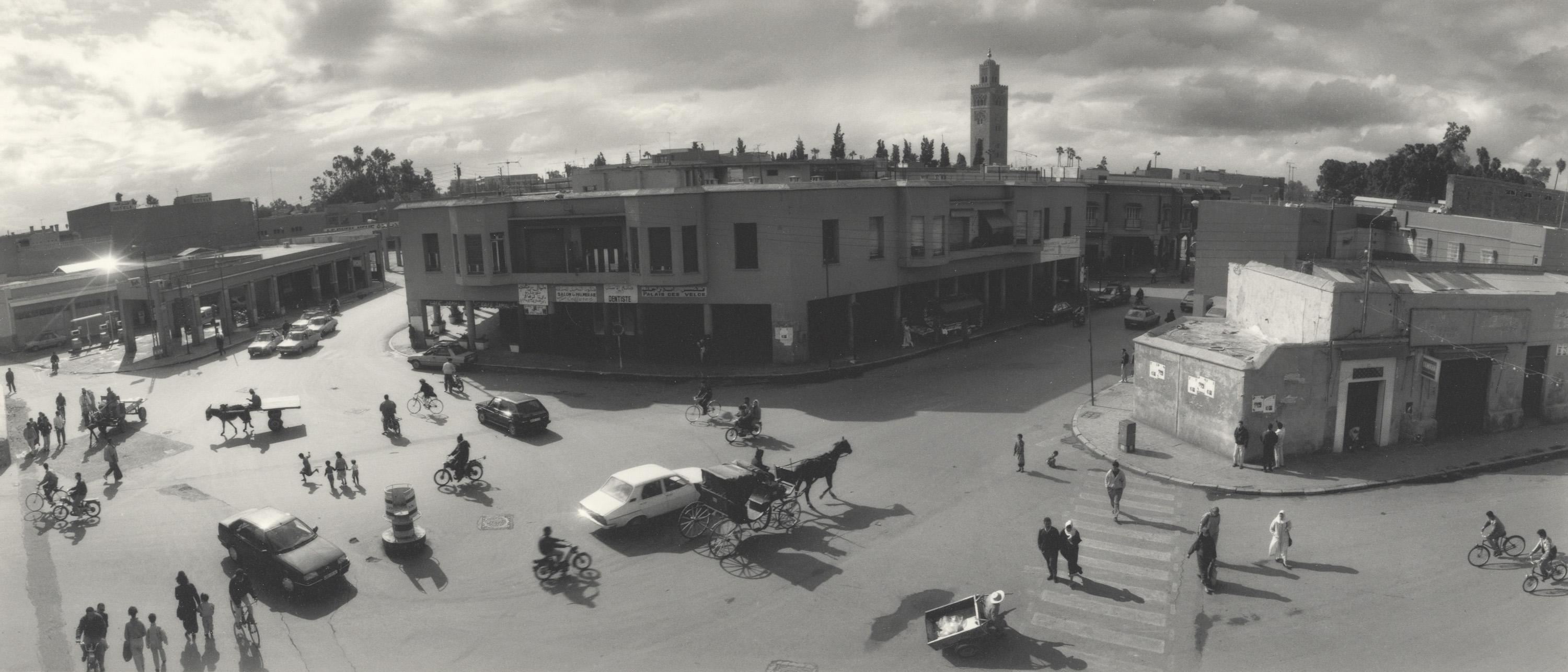 Pentti Sammallahti Black and White Photograph - Marrakech, Morocco (City intersection)