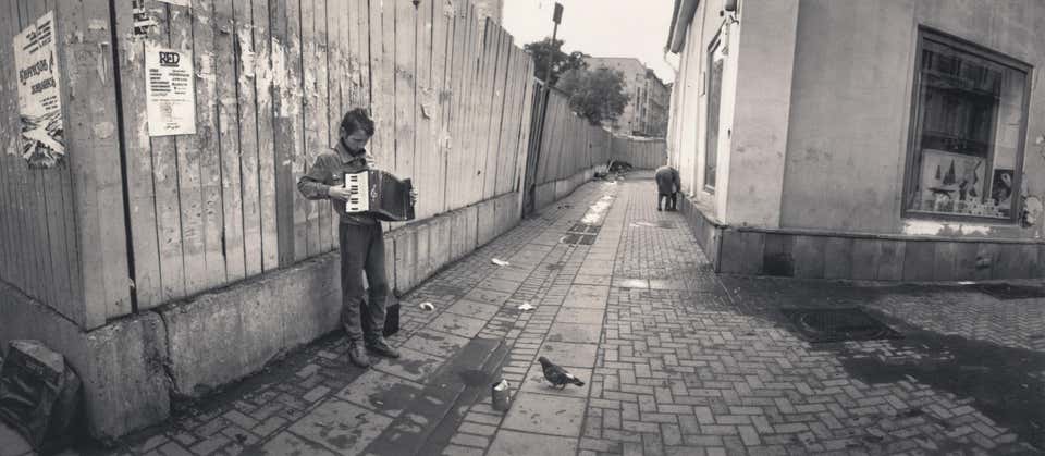 Moscow, Russia (Boy playing accordion on street)
