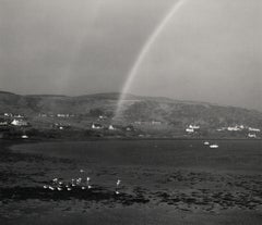 Outer Herbides, Scottland ( Paysage de rochers avec arc-en-ciel)