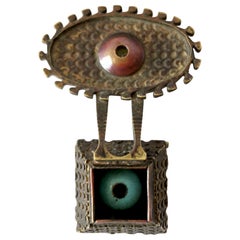 Rare Pentti Sarpaneva Enameled Bronze Finland Surrealist Eye Brooch
