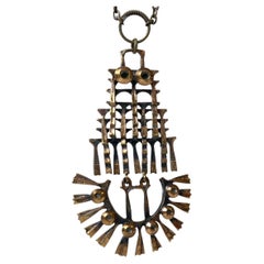 Pentti Sarpaneva, collier pendentif brutaliste vintage en bronze, Finlande, années 1960