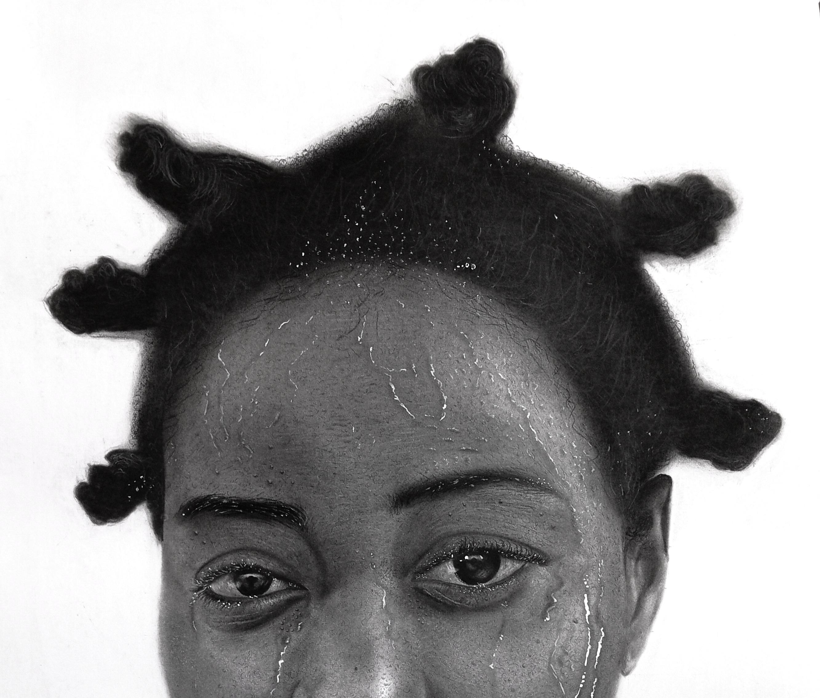 Su Renacimiento - Siglo XXI, Contemporáneo, Blanco y Negro, Mujer, África Pelo - Painting de Penuel Heber Madeira