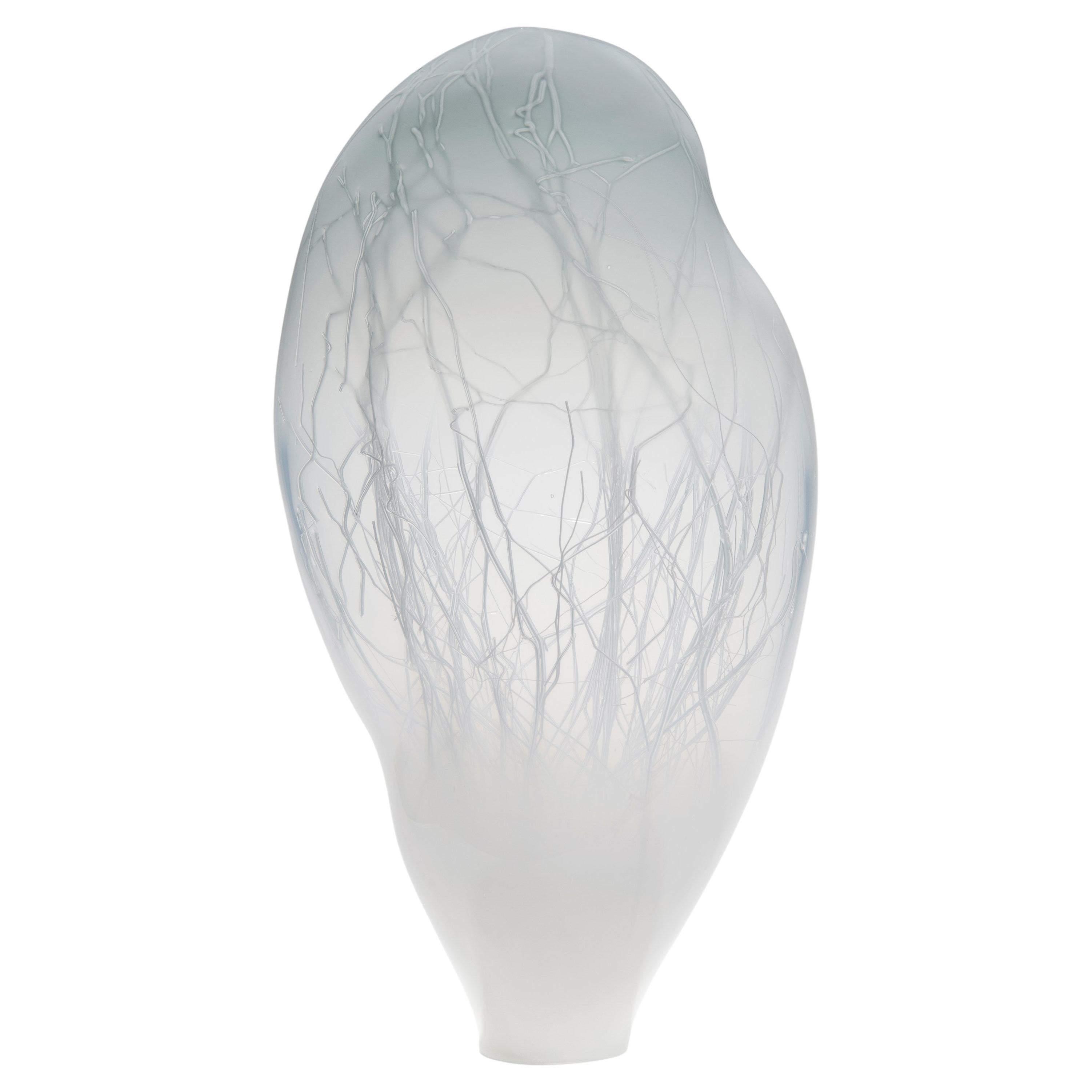 Penumbra in Grey, a White & Dove Grey Glass Sculpture by Enemark & Thompson