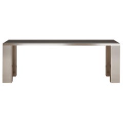 Table à manger rectangulaire Penumbra en chêne et cuivre, fabriquée en Italie