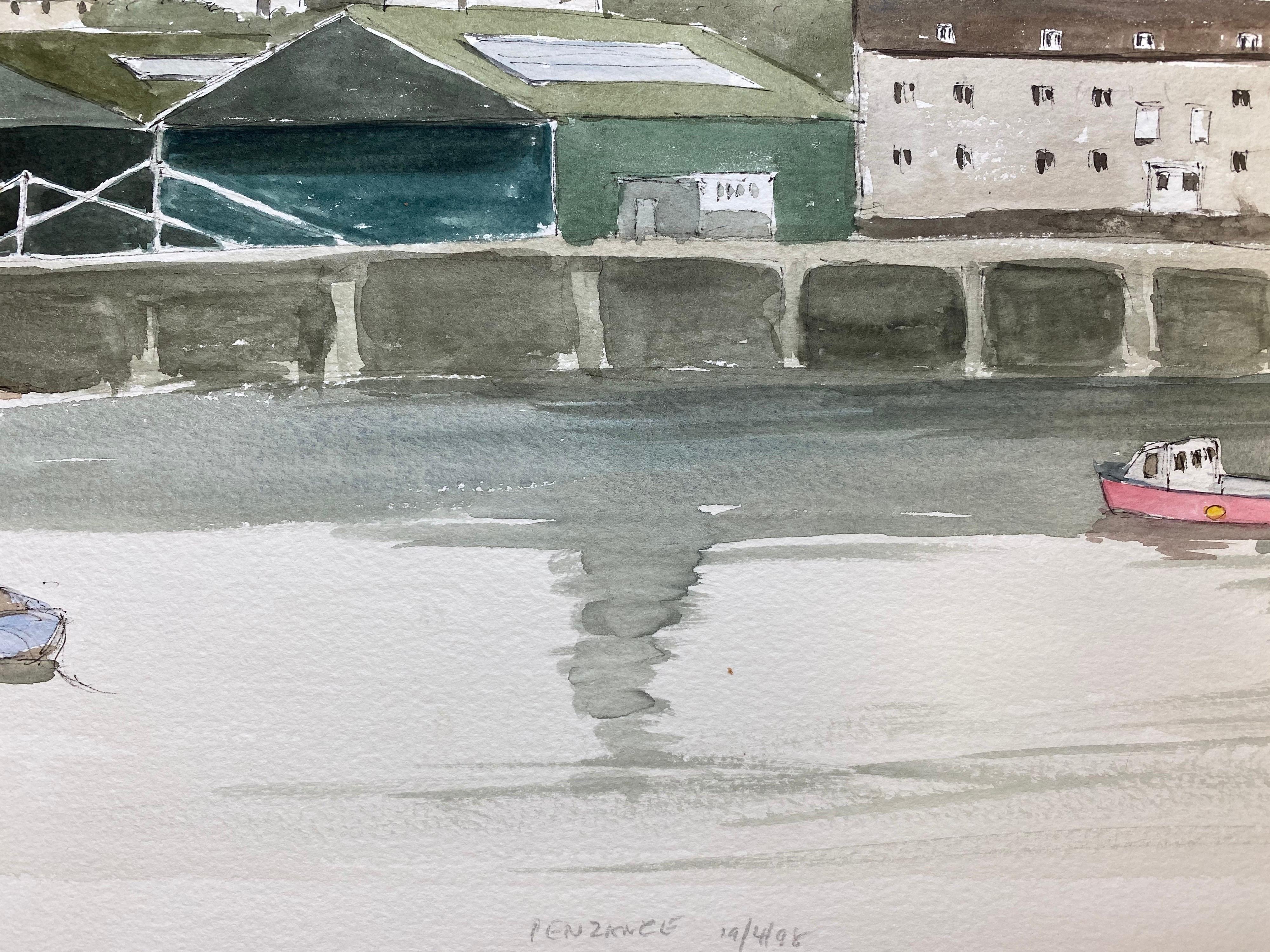 Penzance Cornwall Harbour - Signed Original British Watercolour Painting For Sale 1