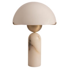 Peono-Tischlampe aus weißem Alabaster