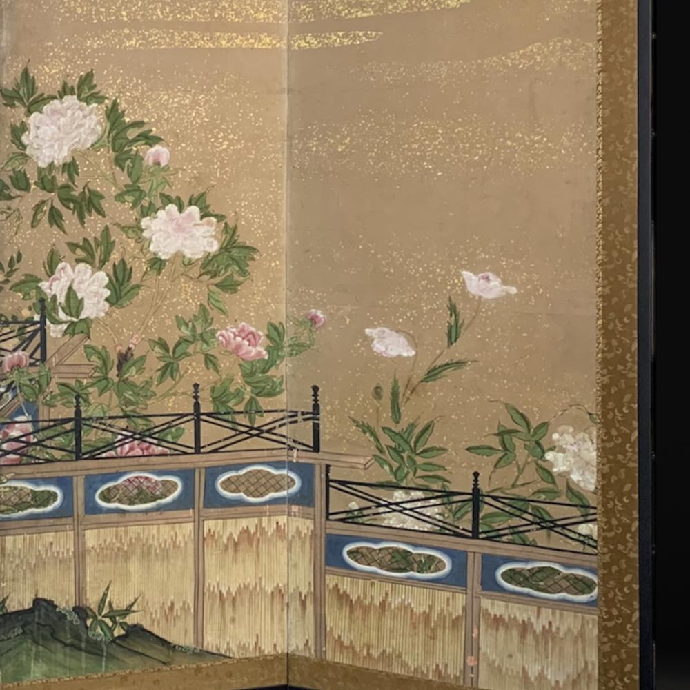 Edo Peony Blossoms Screen For Sale