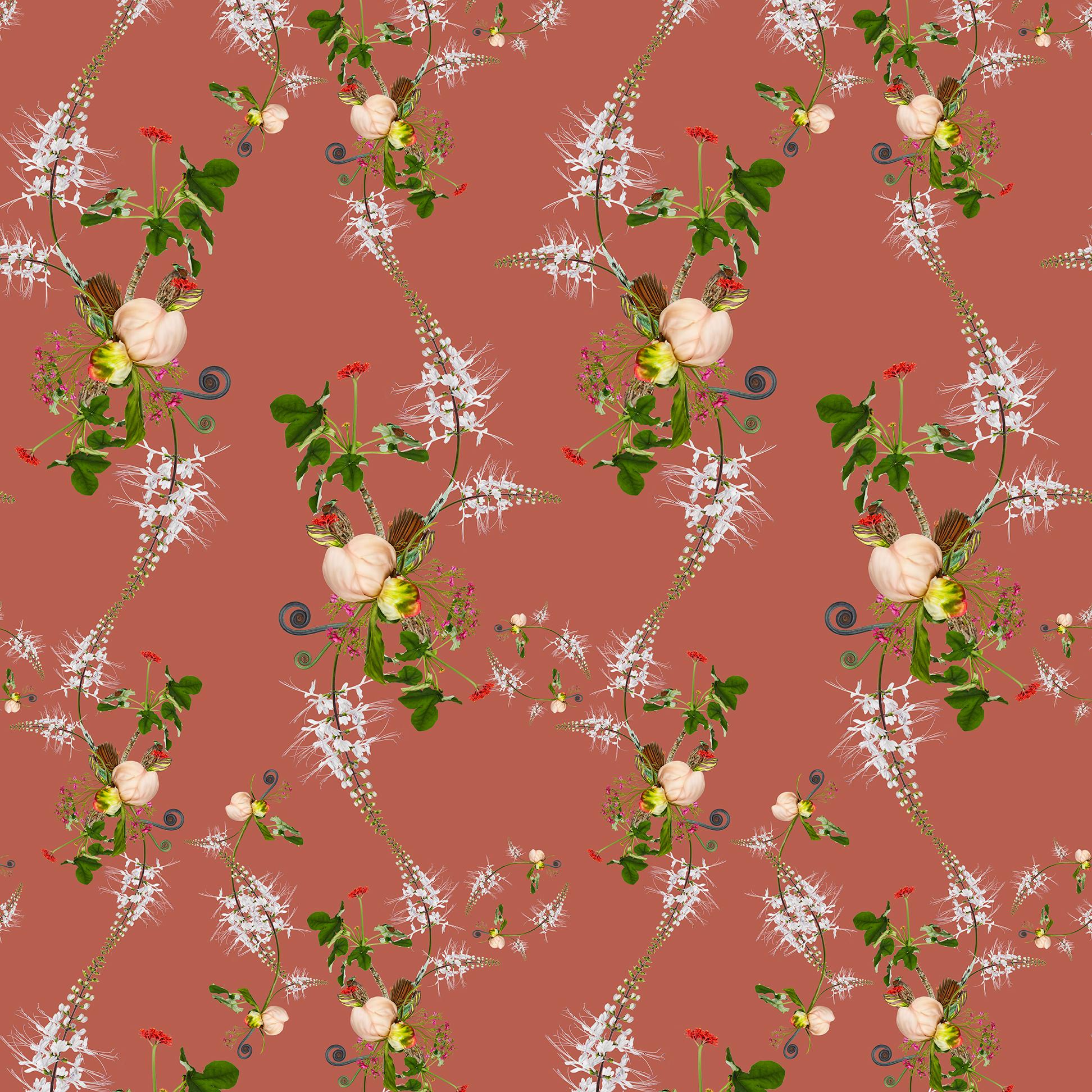Peony Small Floral Wallpaper For Sale 2