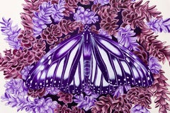 "Eternal I", Contemporary Acrylic Painting, Butterfly on Circular Wood Panel