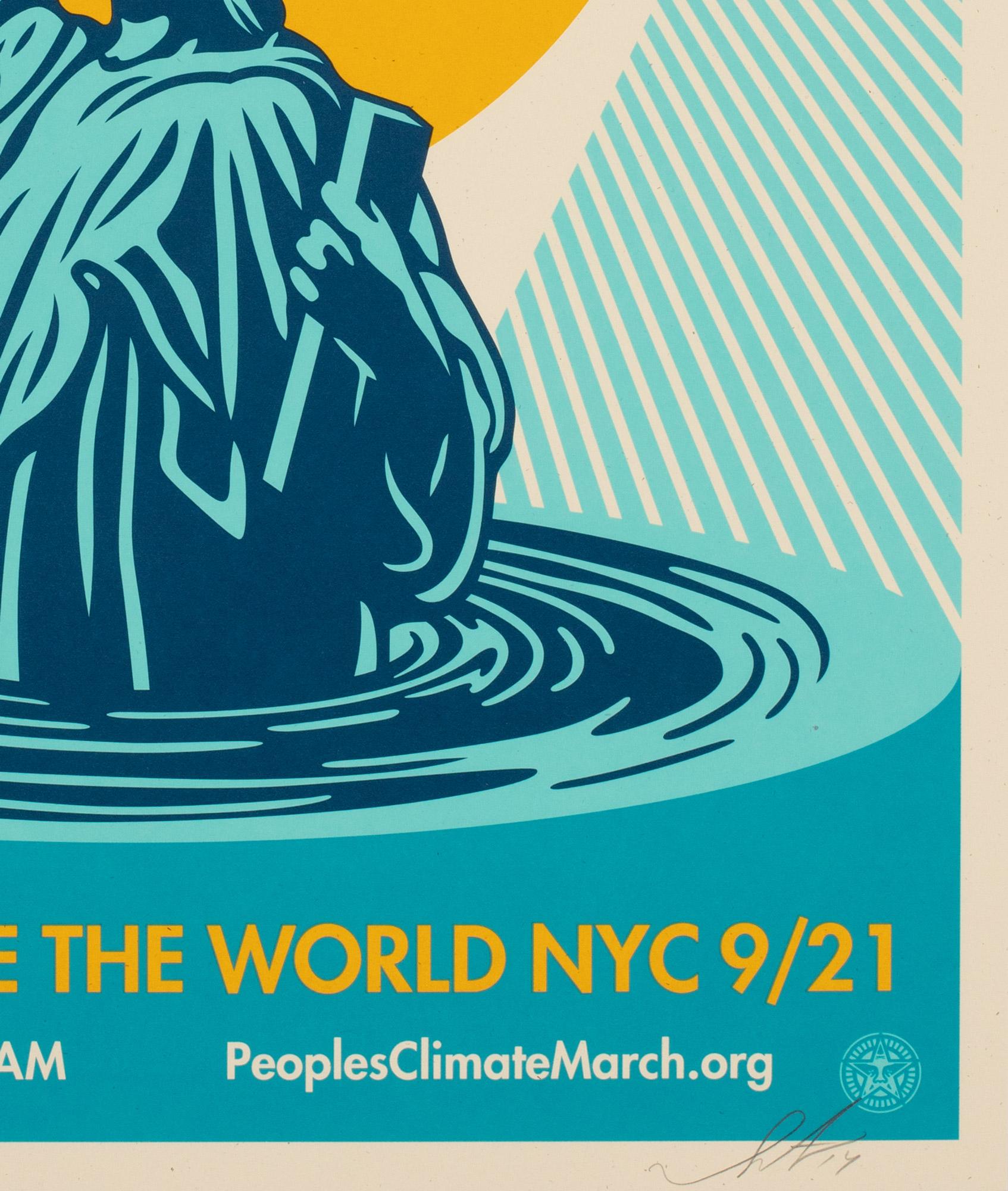 Britannique « People's Climate March 2014 Protest » Impression en édition limitée signée, Shepard Fairey en vente