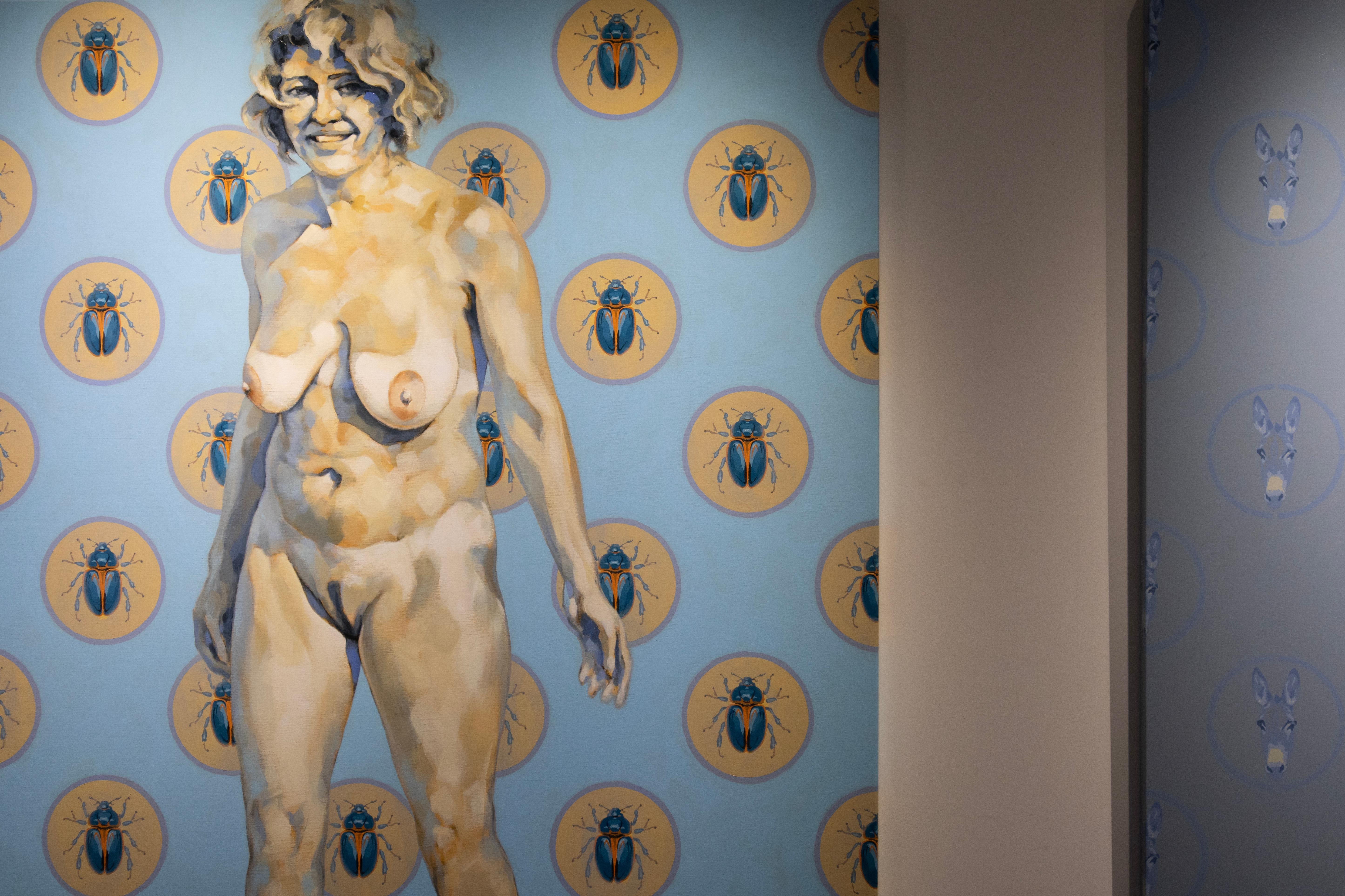 Afortunada - 21st Century, Figurative, Nude, Female body, Feminism, Acrylic - Gray Nude Painting by Pep Anton Xaus